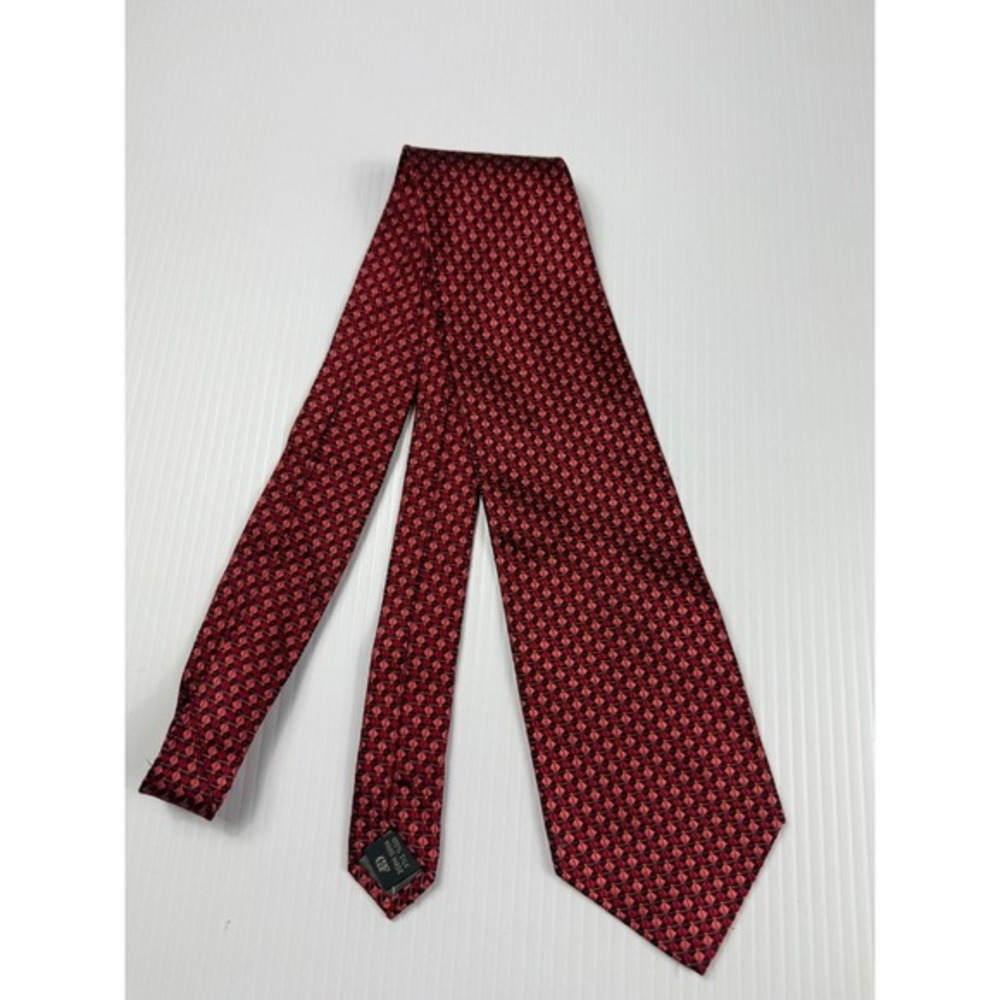 Daniel De Fasson Silk Necktie Geometric‎ Pattern Burgundy Red Business